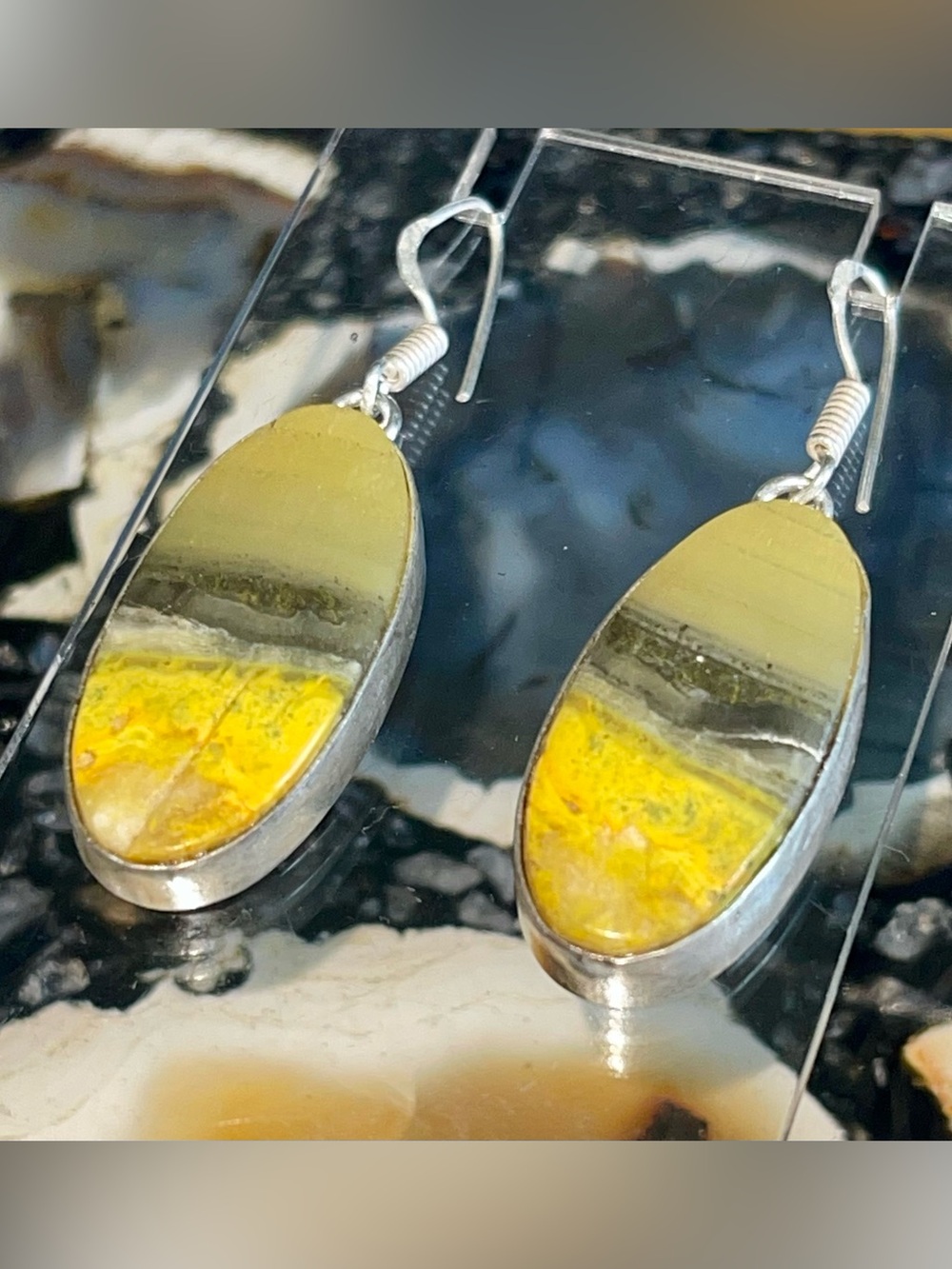 Bumblebee Jasper Earrings 2 1/4”